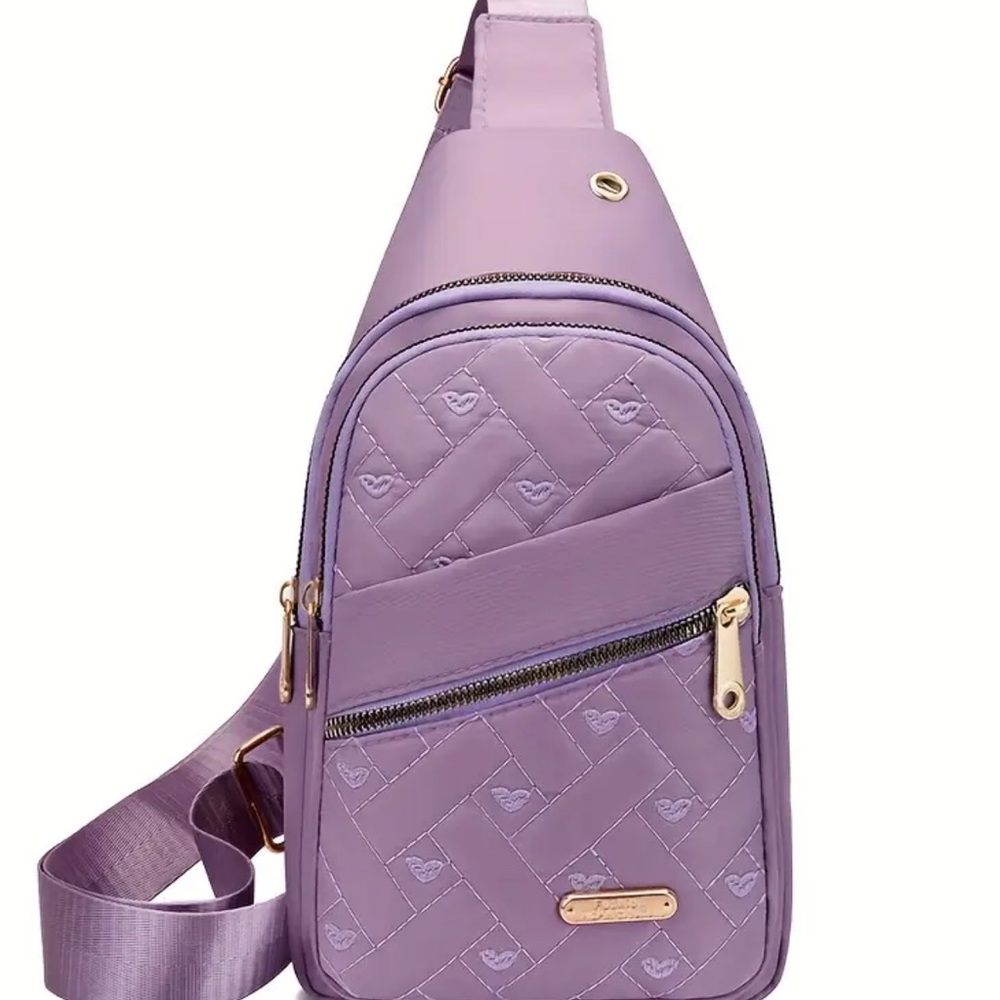 Lavender Crossbody Bag with heart Embossed Design
